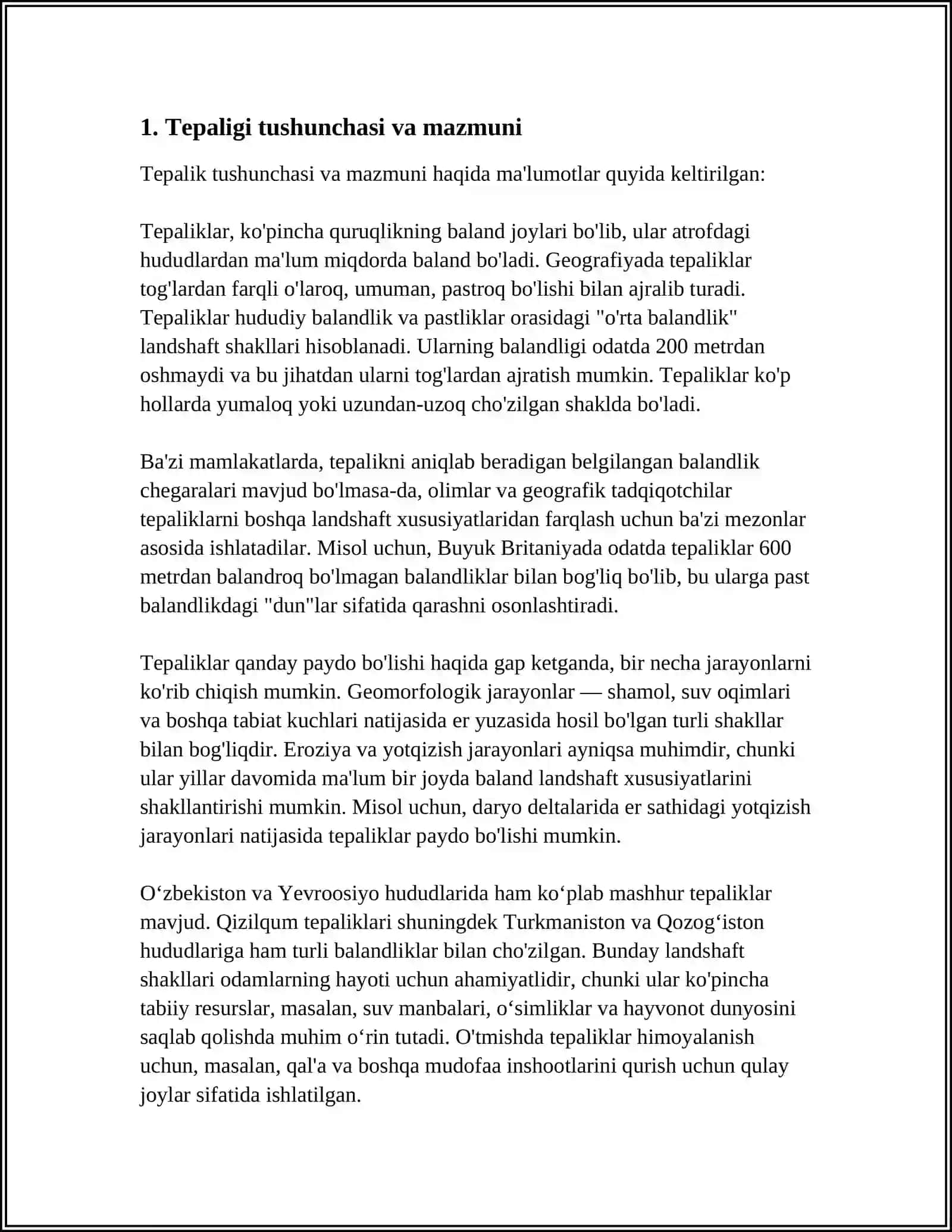 Tepaligi haqida malumot 3