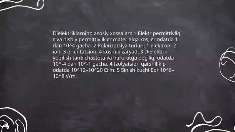 Dielektriklar va o'tkazgichlar 3