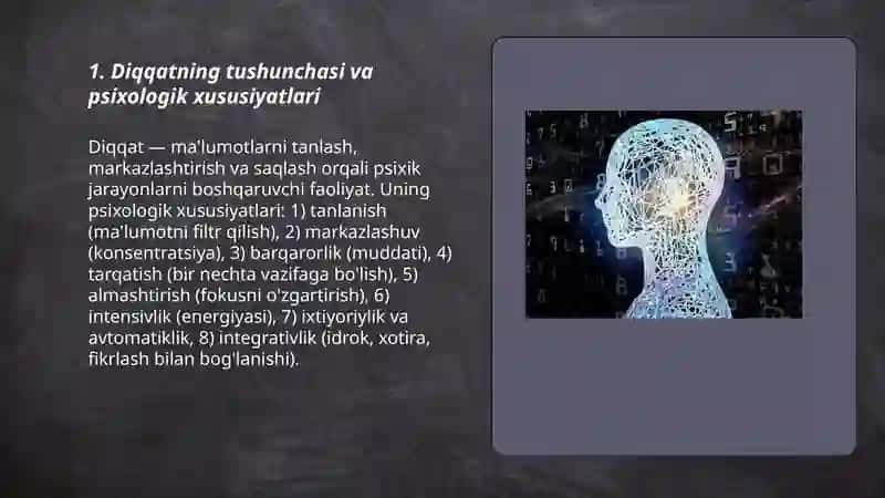 Diqqatning psixologik jarayon sifati 3