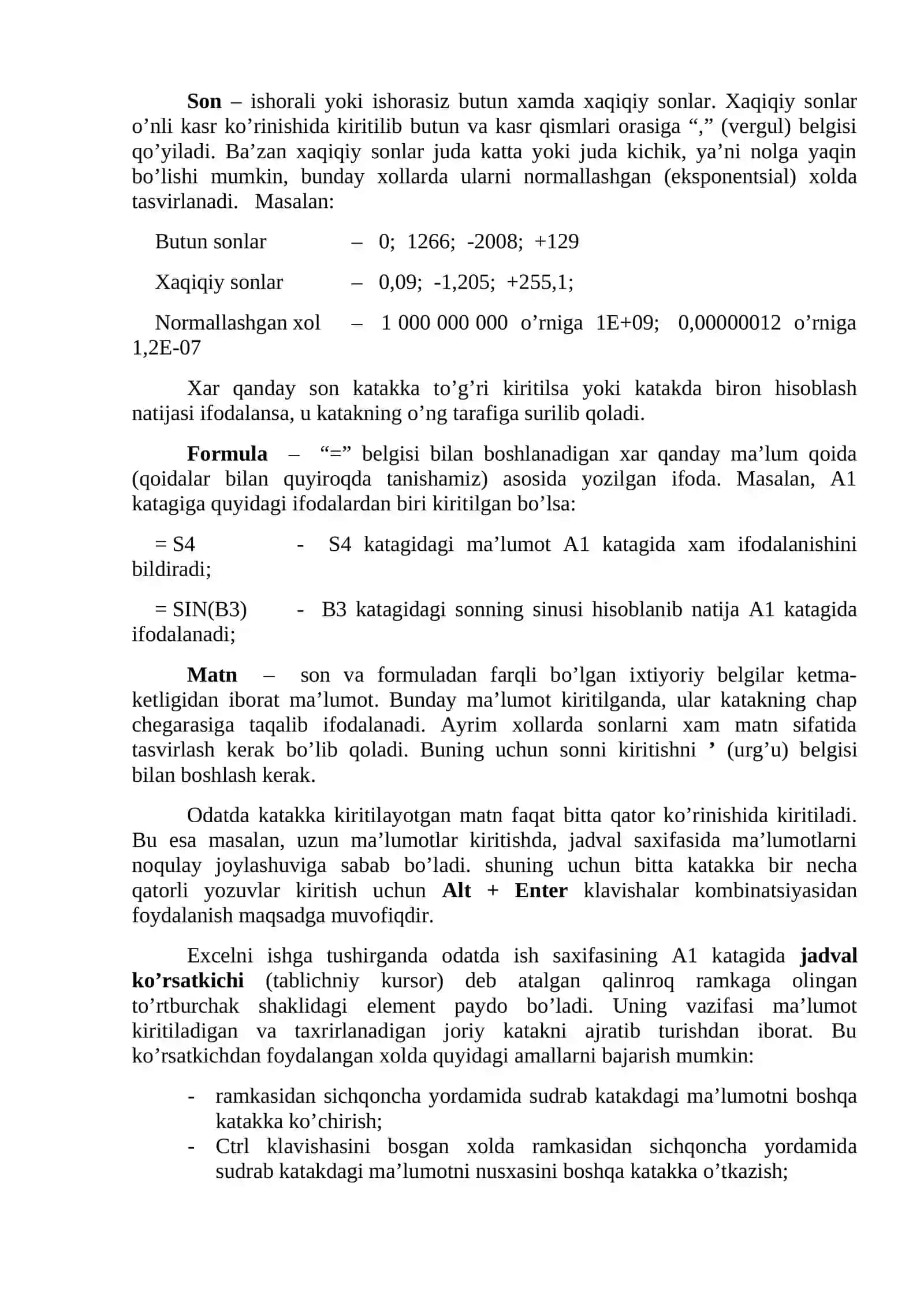 MS Excel 2010 darchasining tuzilishi 3