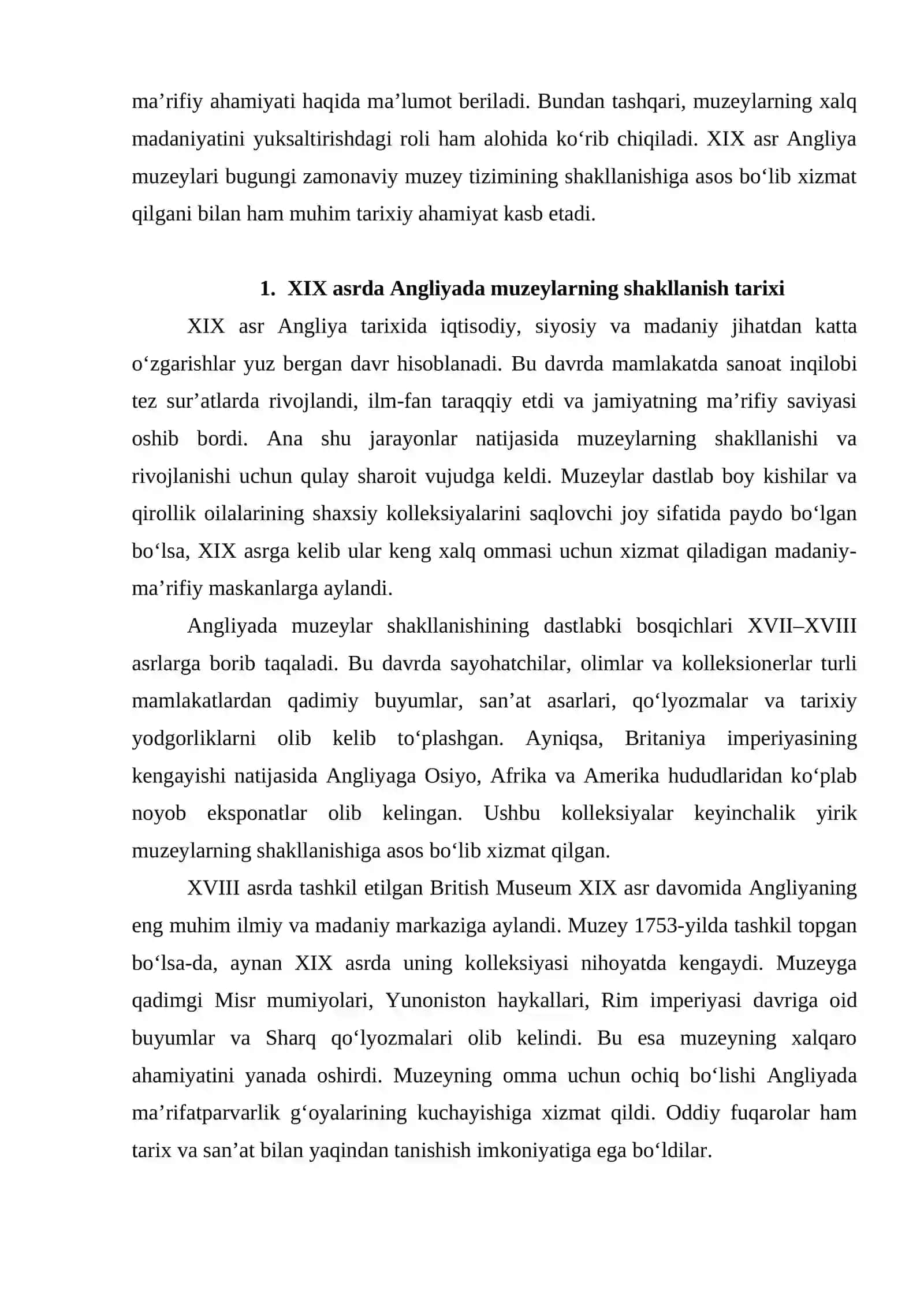 XIX asrda Angliya muzeylari taraqqiyoti 3