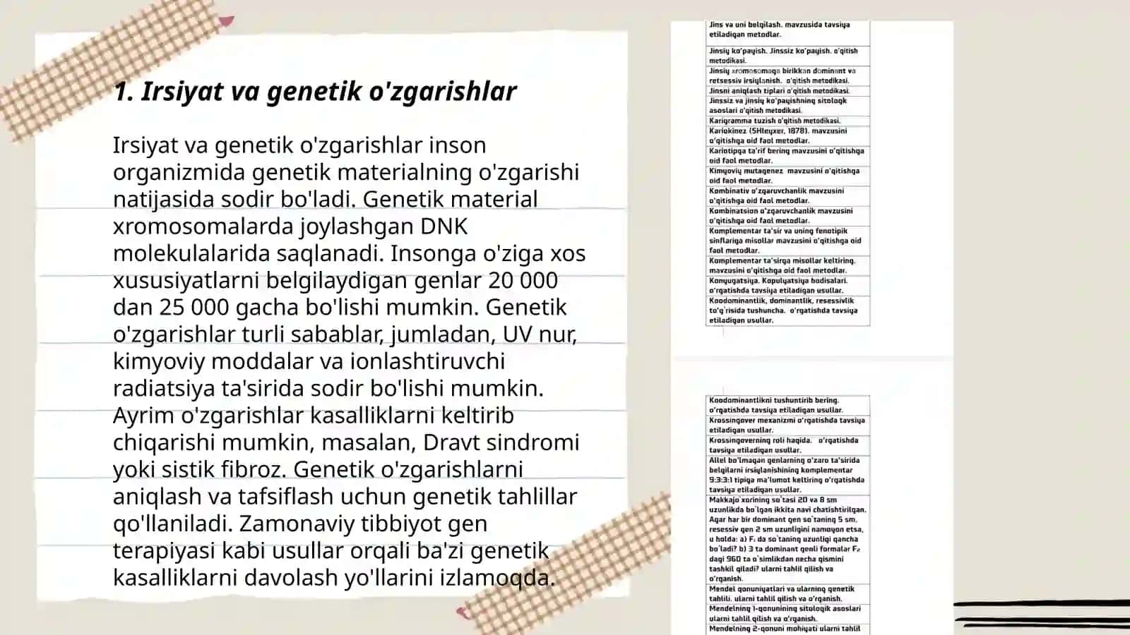Irsiyat va genetik o'zgarishlar 3
