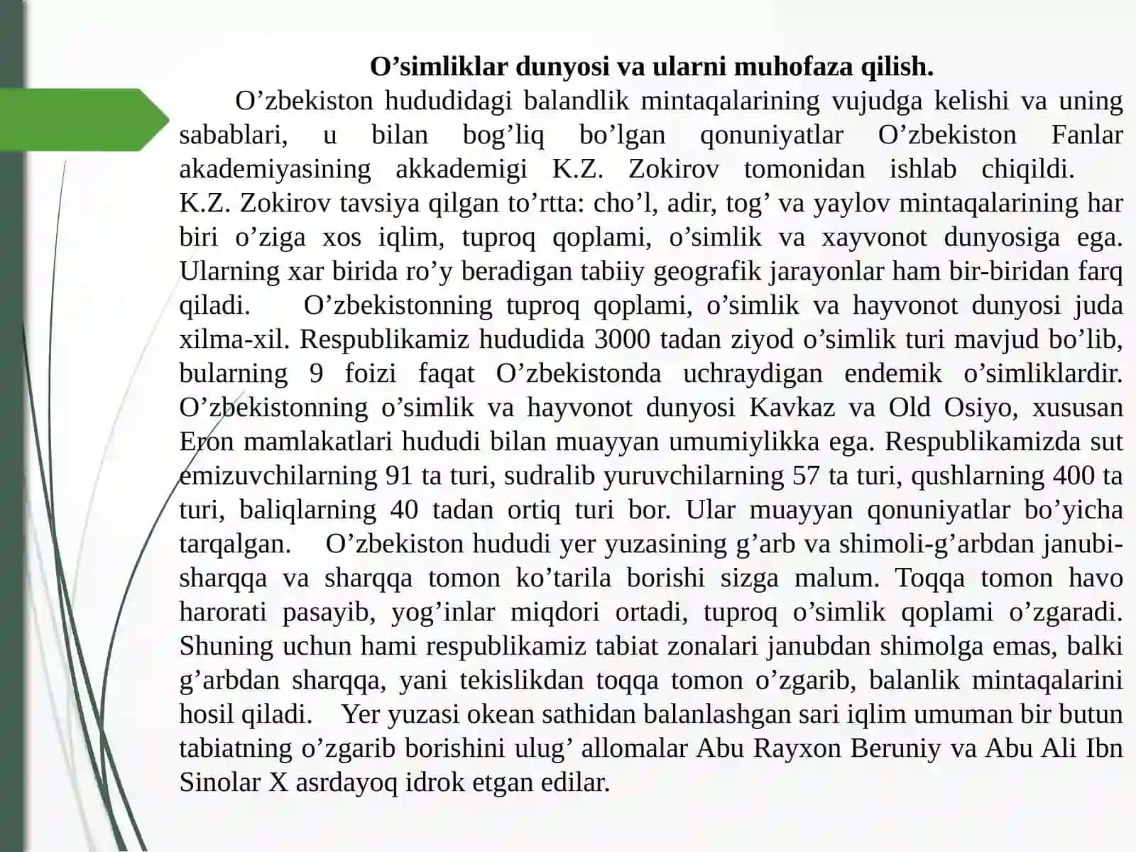 O‘SIMLIK DUNYOSINI HIMOYA QILISH 3