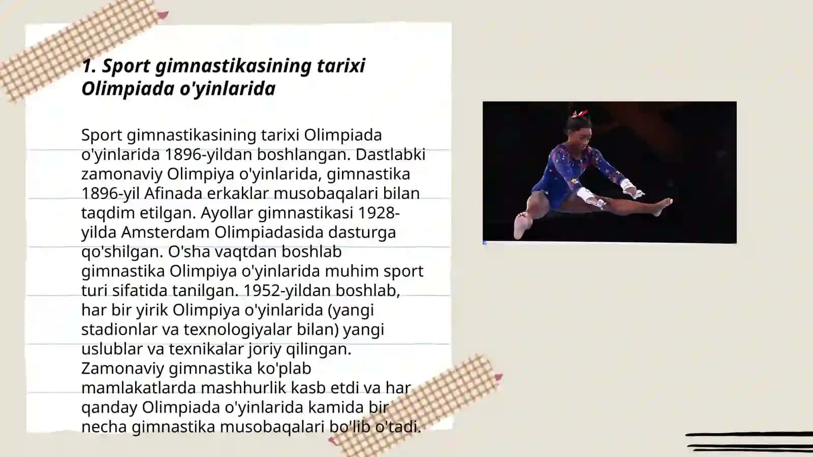Sport gimnastikasining tarixi Olimpiada o'yinlarida 3