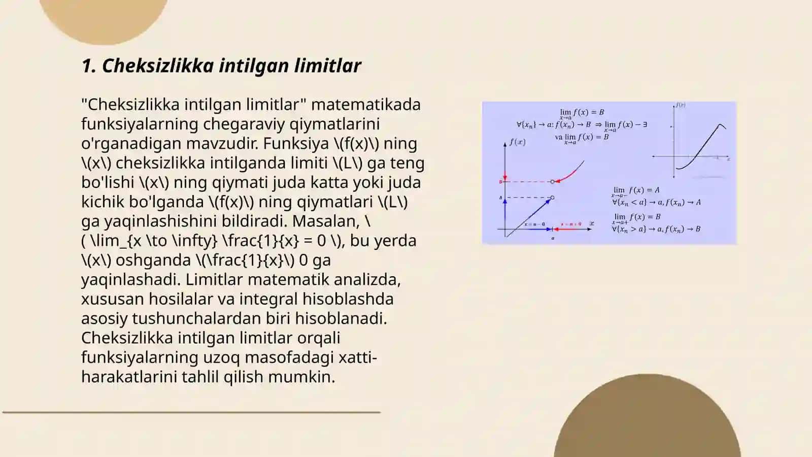 Cheksizlikka intilgan limitlar 3