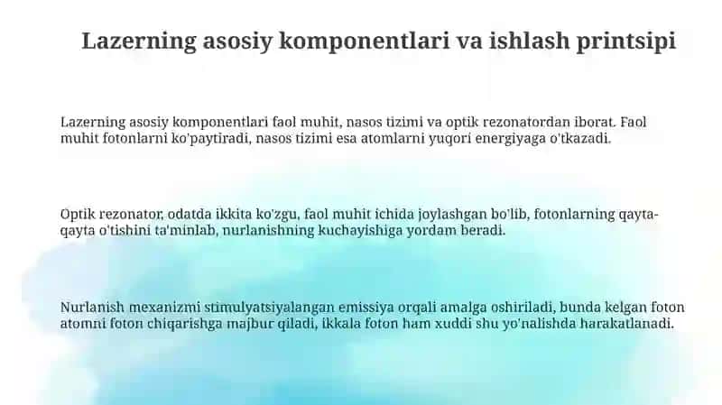 Lazerlarning tuzilishi prinsipi va ishlashi 3