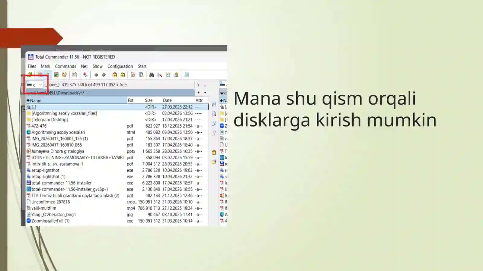 Kompyuterimizga totalkomander ilovasini yuklab olamiz 3