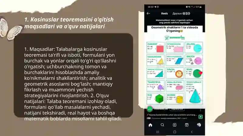 Kosinuslar teoremasi o'qitish metodikasi 3