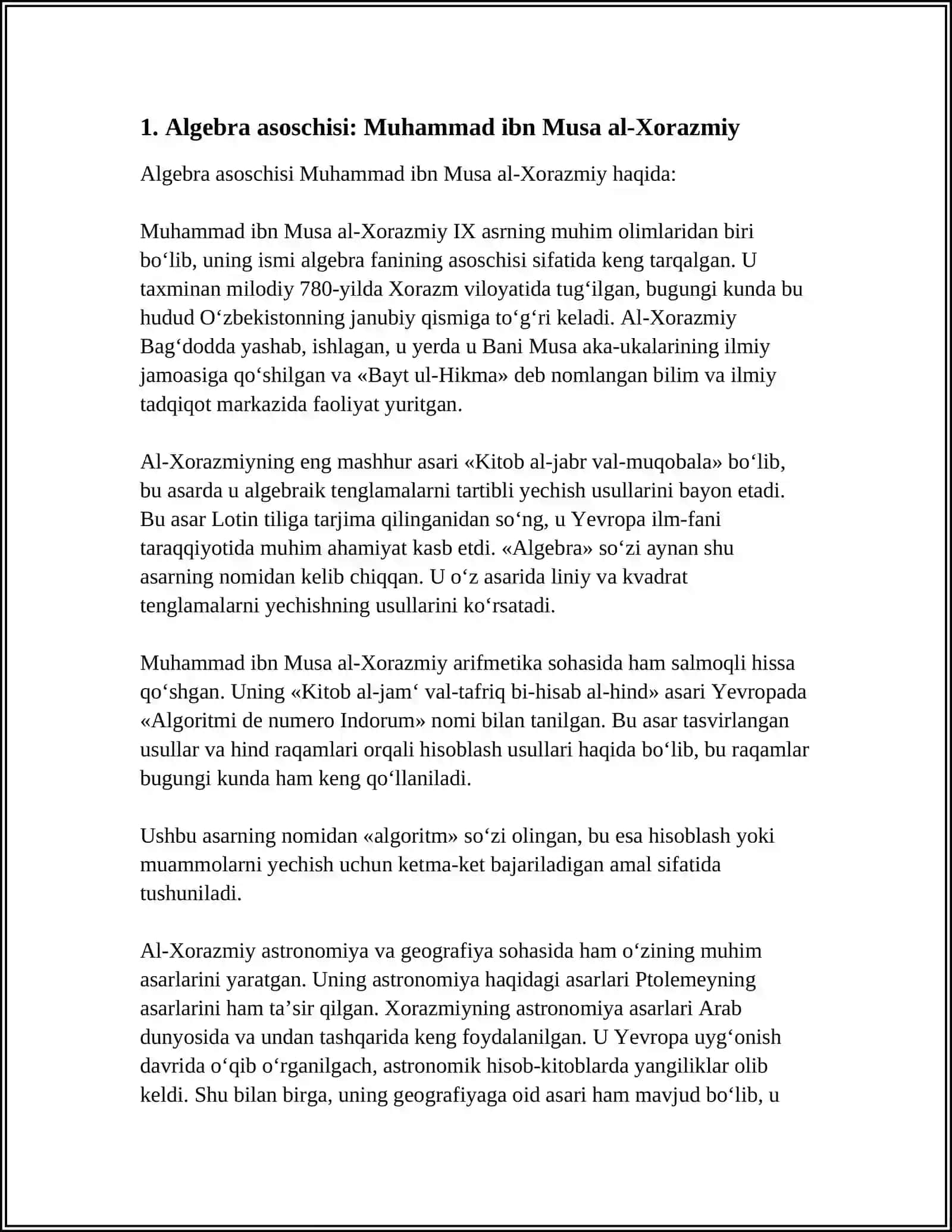 ALGEBRA ELEMENTLARI MAVZUSIDA TARIXIY MATERIALLARDAN FOYDALANISH 3