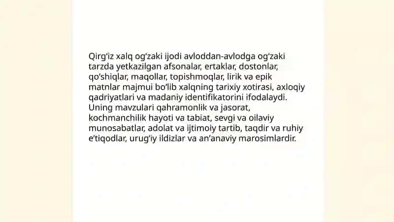 Qirgʻiz xalq ogʻzaki ijodi haqida 3