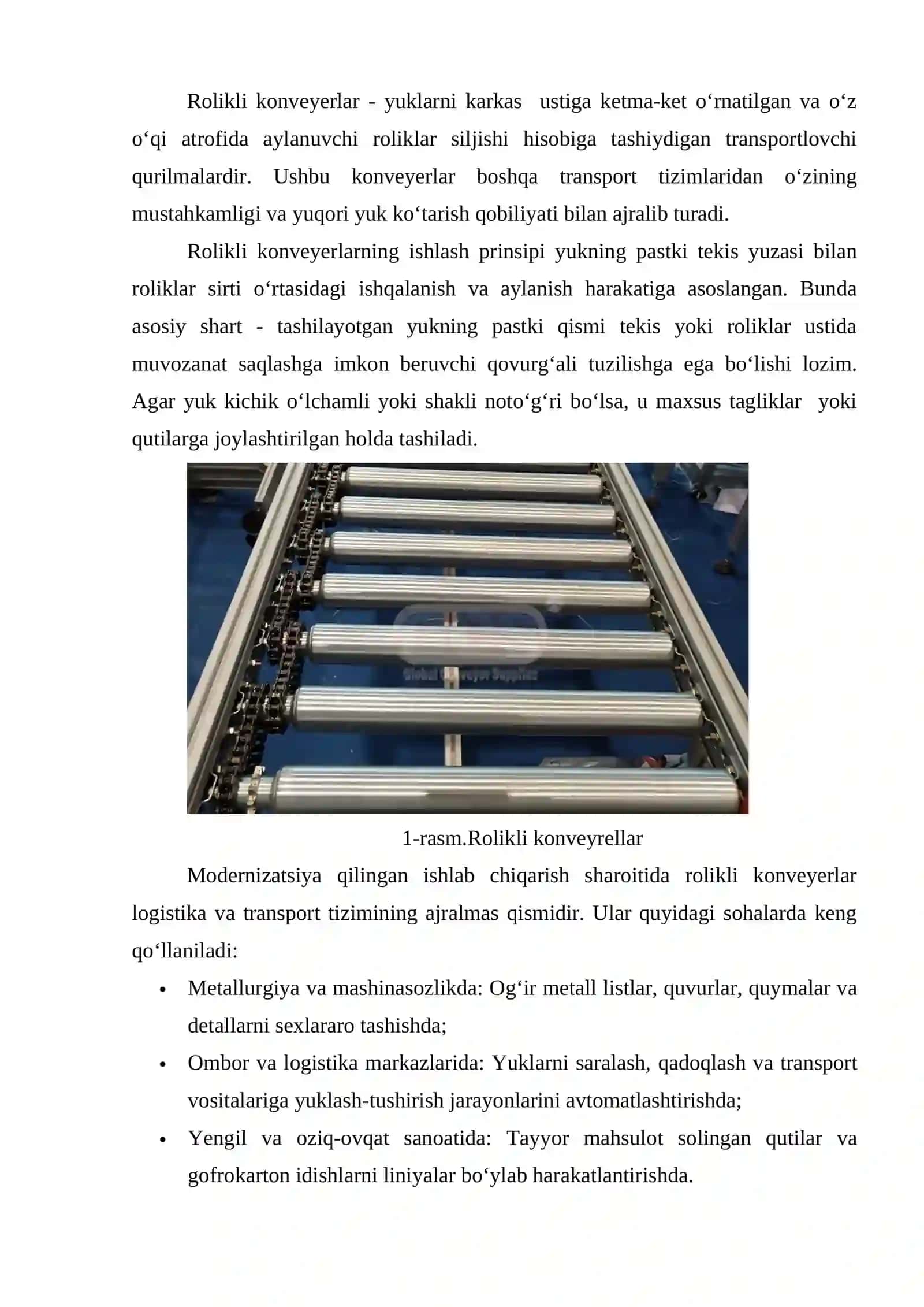 Rolikli konveyerlar. Rolikli konveyerlar trassalari 3