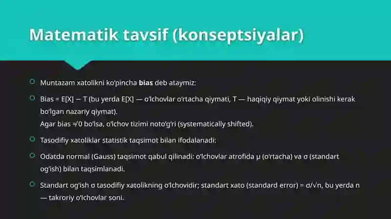 Muntazam va tasodifiy xatoliklar 3