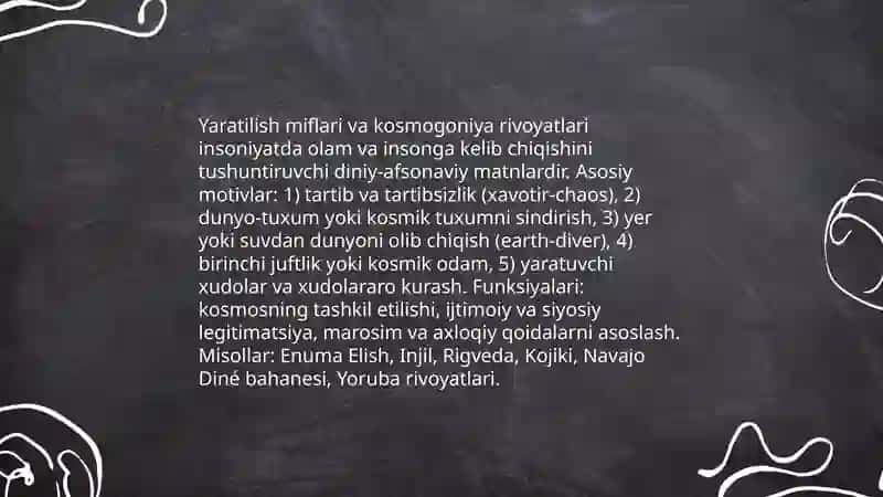Yaratilish miflari va kosmogoniya rivoyatlari 3