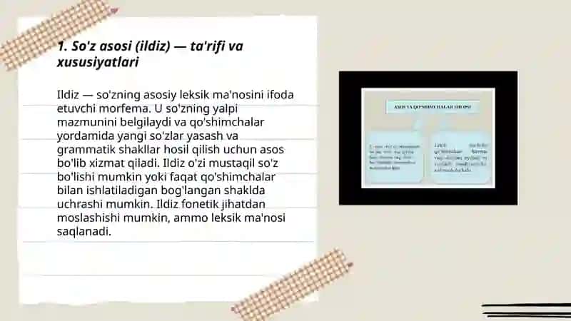So'z asosi (ildiz) — ta'rifi va xususiyatlari 3