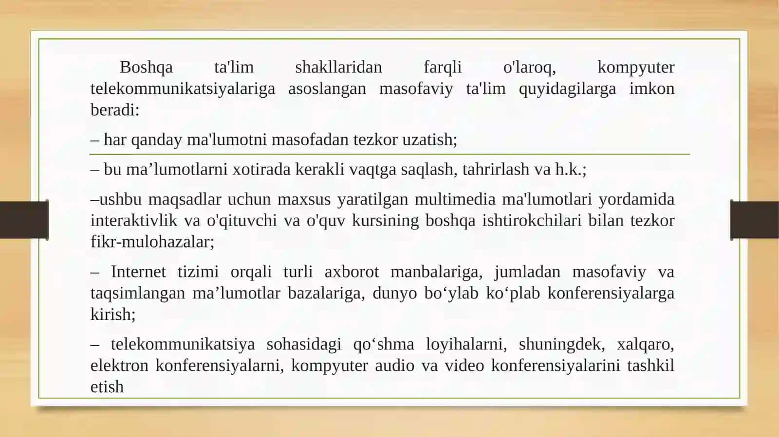 Masofaviy ta’lim tizimining xususiyatlari 3