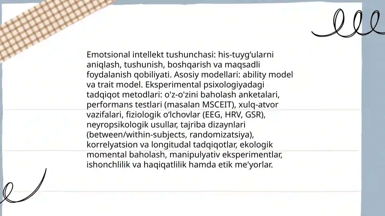 Emotsional intellektni eksperimental psixologiyada oʻrganish 3