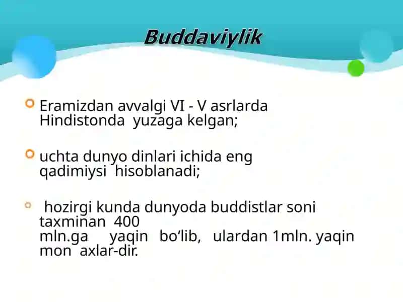 Buddizm dini tarixi va asosiy g'oayalari 3