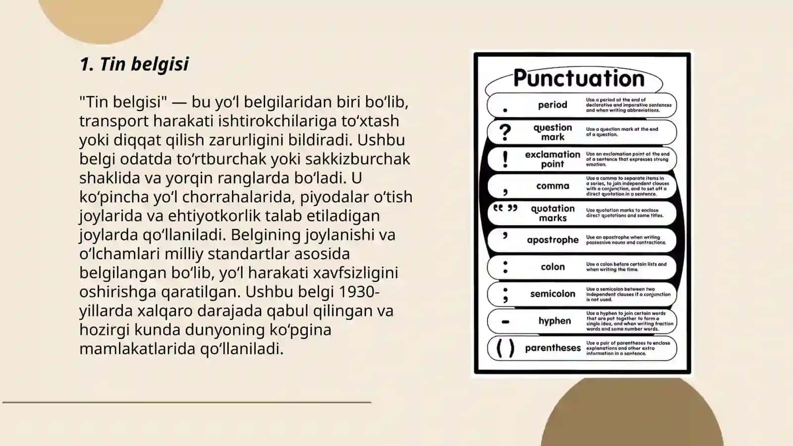 Punktuatsiya bo'limini o'qitish 3