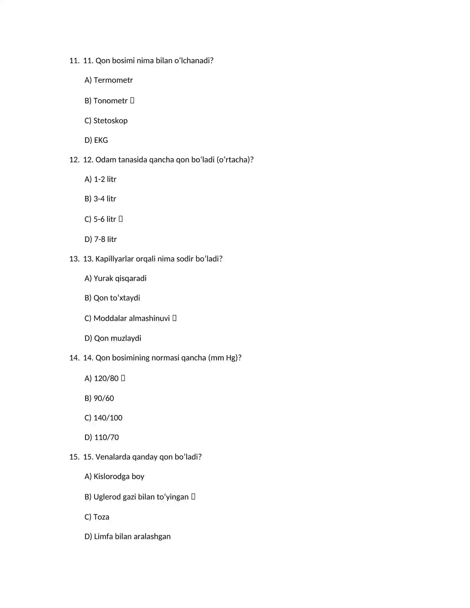 Biologiya Test savollar 3
