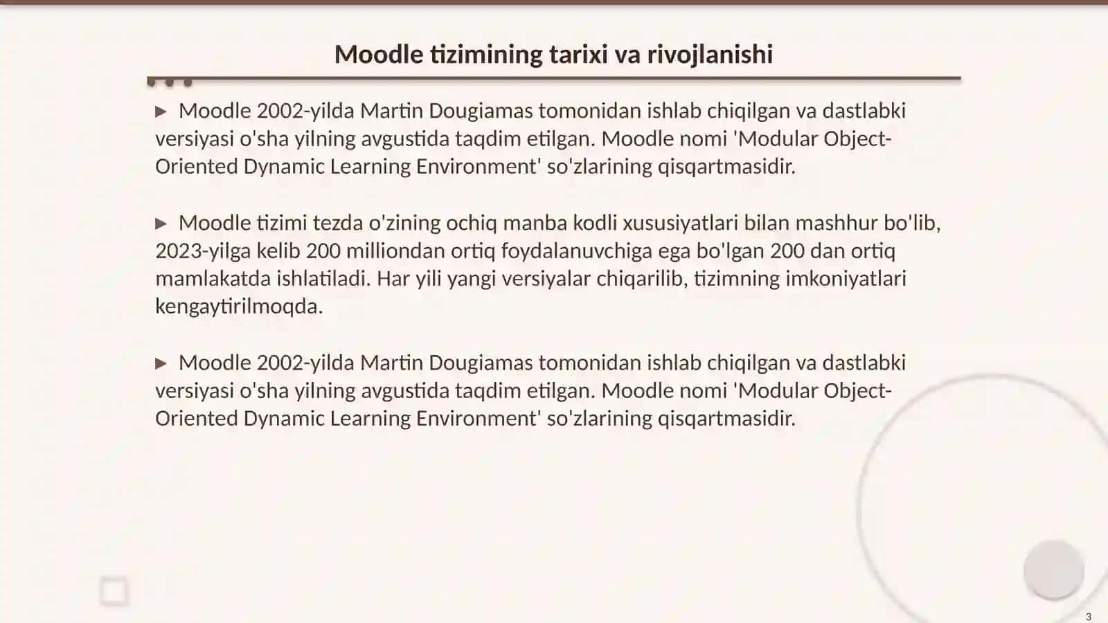 Moodle tizimidan foydalanish 3
