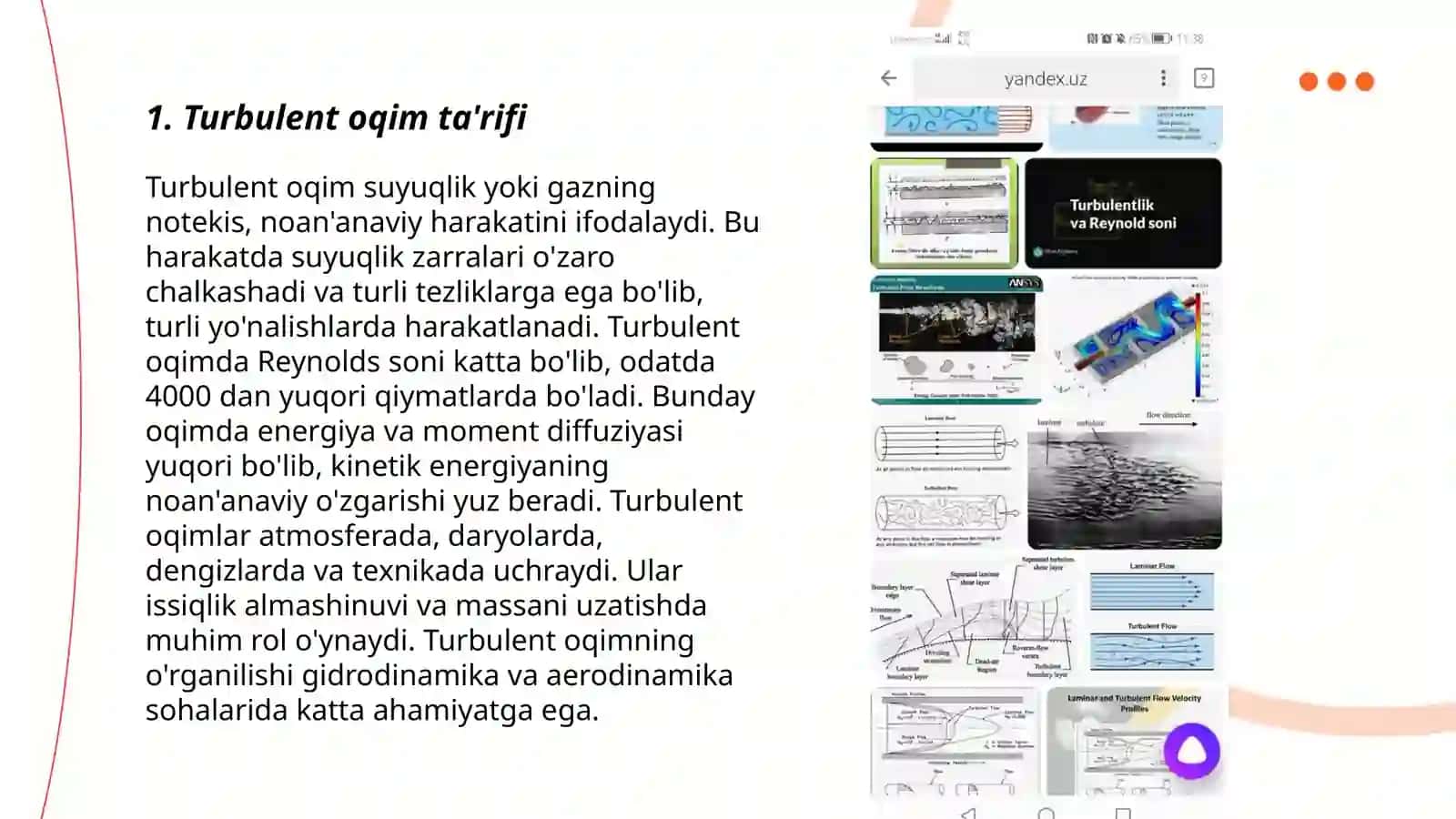Turbulent oqim va Reynold soni 3