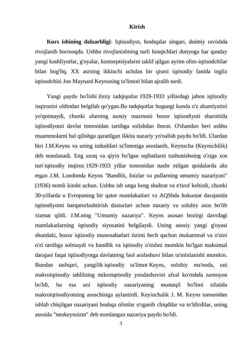 Keynsning makroiqtisodiy muvozanat modeli 3