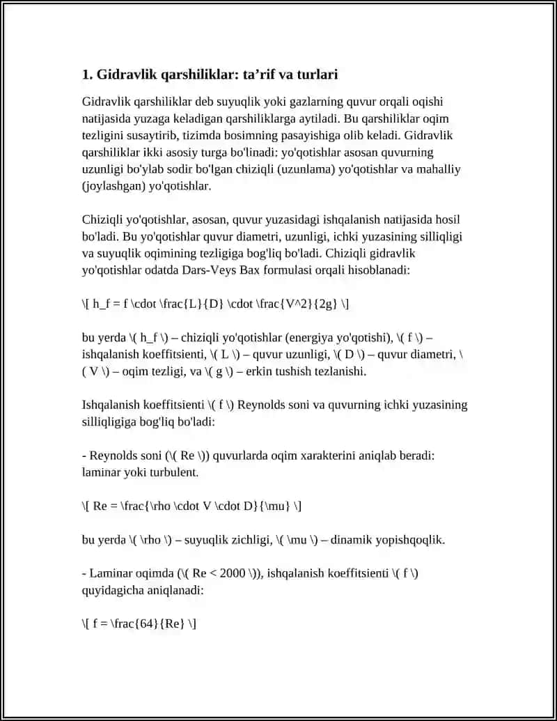 QUVURLARDAGI GIDRAVLIK QARSHILIKLAR 3