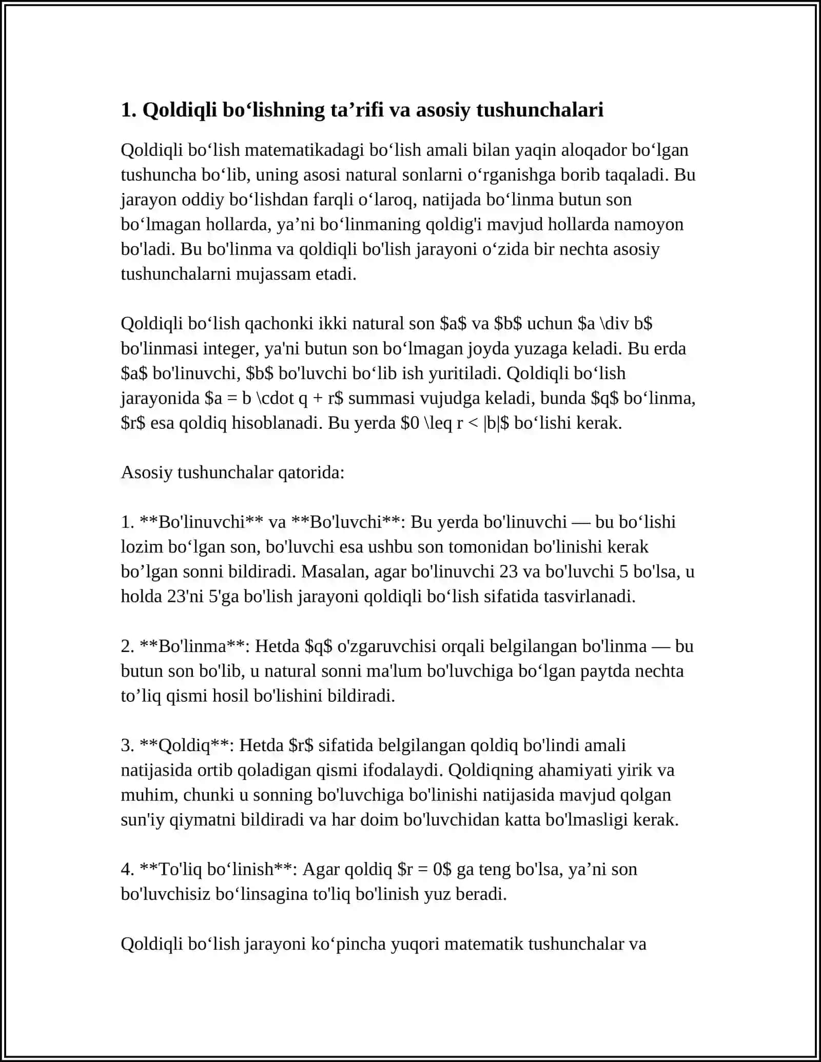 QOLDIQLI BOʻLISH 3