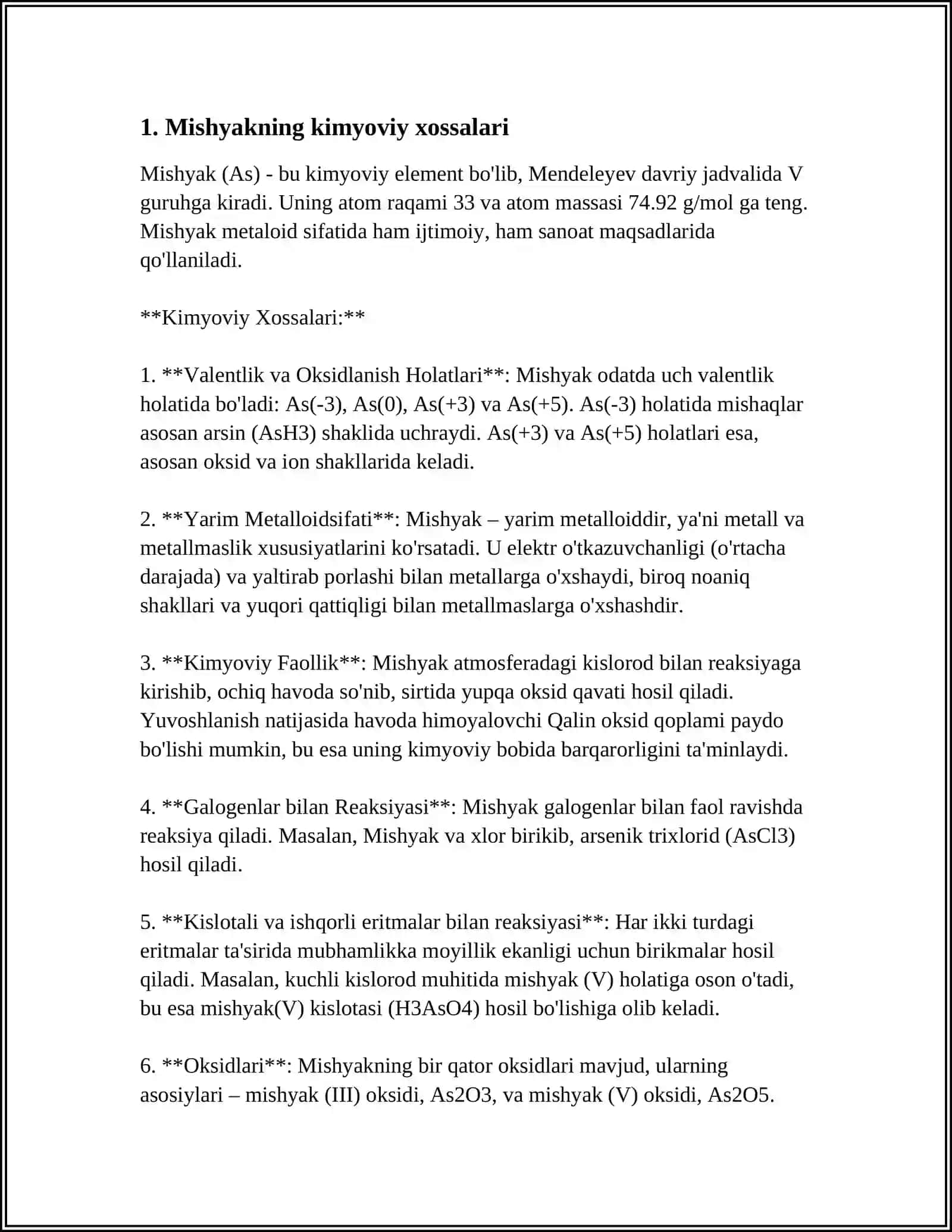 MISHYAK VA UNING BIRIKMALARINI OLINISH VA XOSSALARI 3