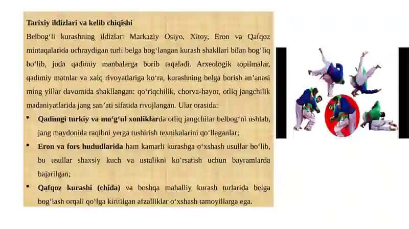 BELBOG’LI KURASHNING KELIB CHIQISH TARIXI VA TARAQQIYOTI 3