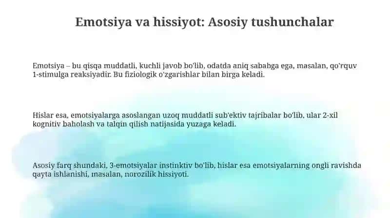 Emotsiya va Hissiyot haqida tushuncha 3