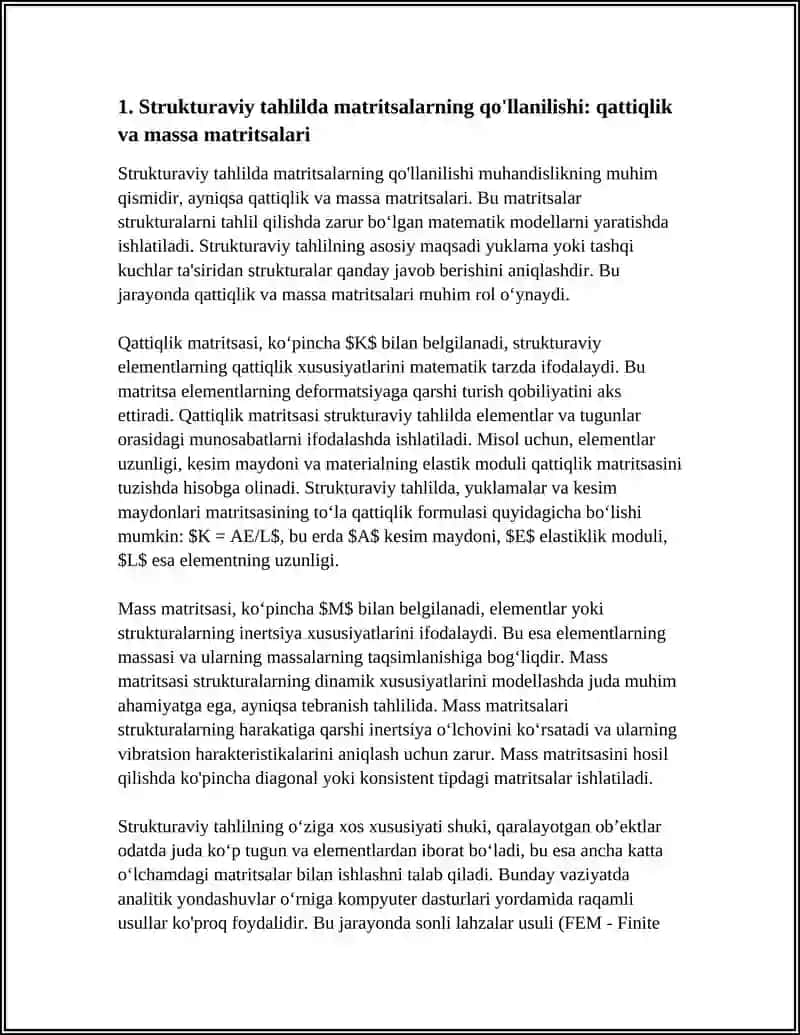 MUHANDISLIKDA MATRITSALARMING QOLLANILISHI 3