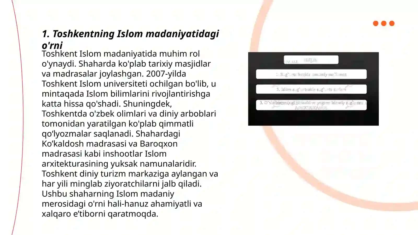 Toshkentning Islom madaniyatidagi o'rni 3