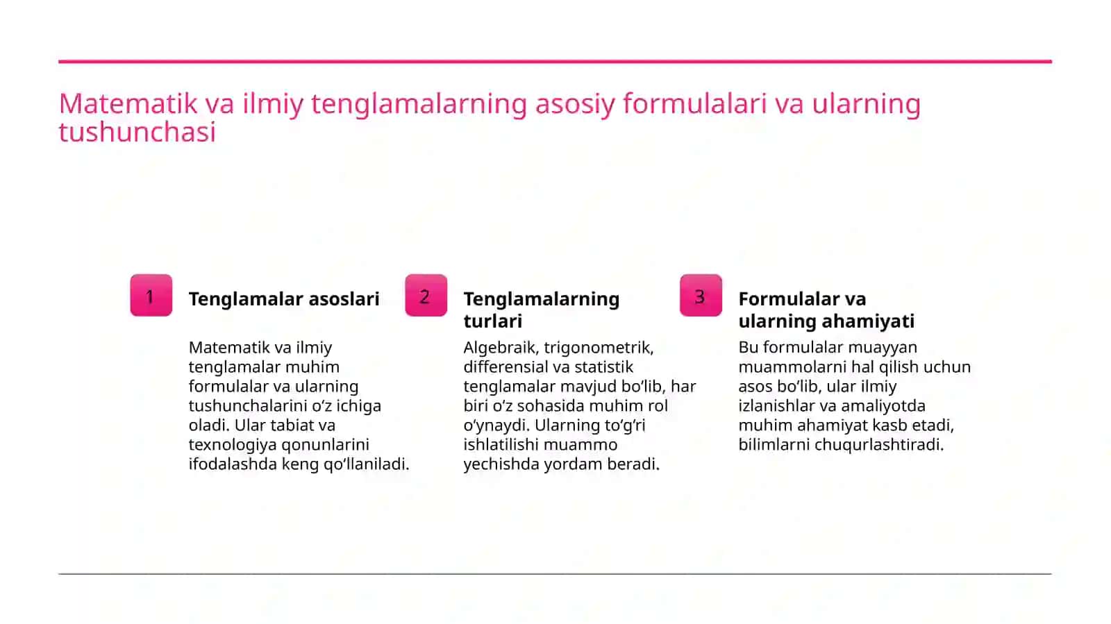Asosiy formulalar va funksiyalar 3