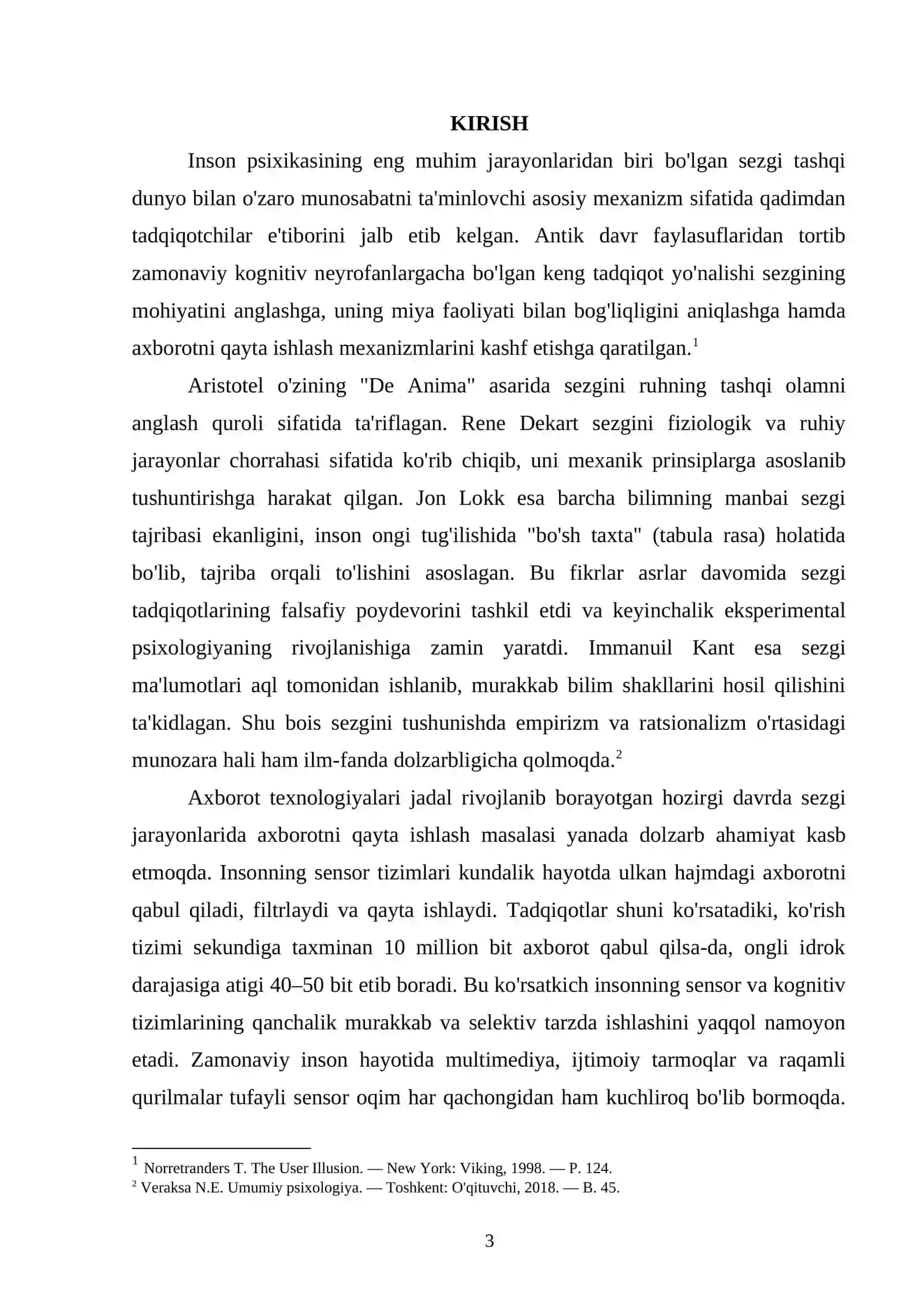 Sezgi jarayonlarida axborotni qayta ishlash 3