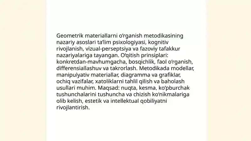Geometrik materiallarni o‘rganish metodikasi 3