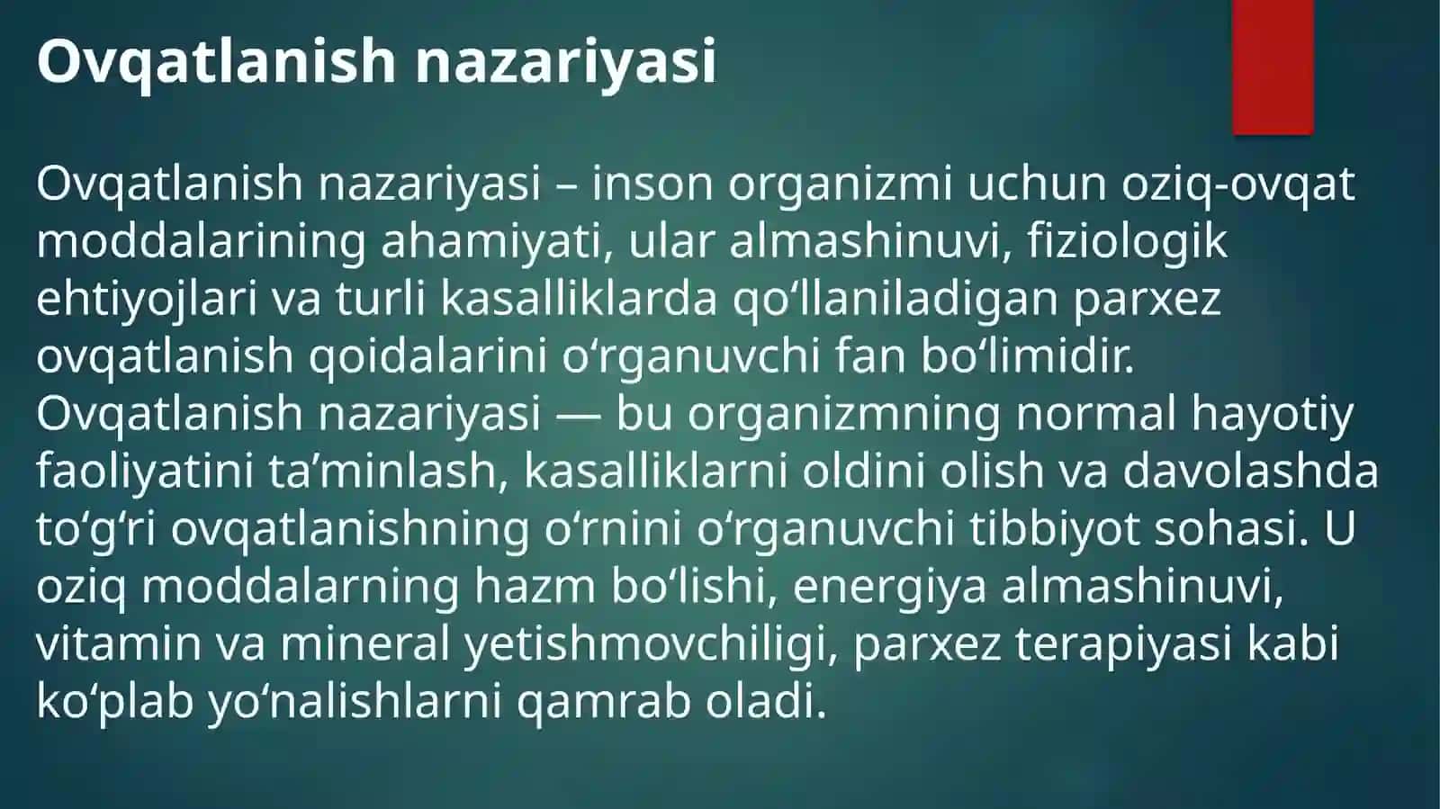 Tibbiyotda ovqatlanish nazariyasi. Parxez stollari 3