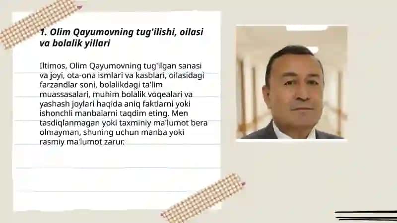 Olim Qayumov hayoti va ijodi haqida 3