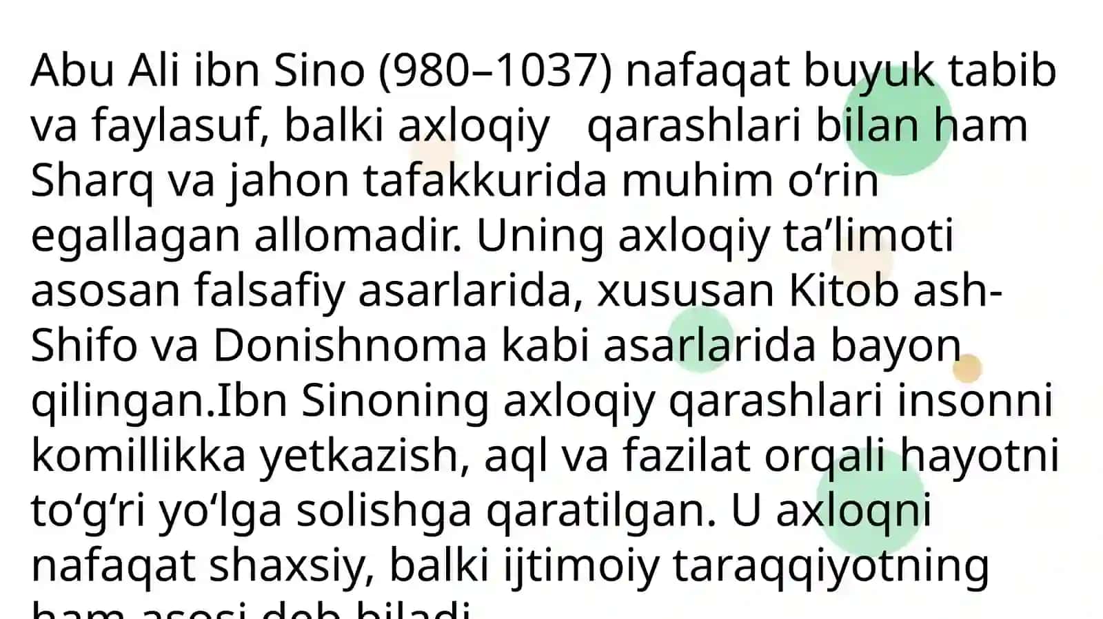 Abu Ali Ibn Sinoning axloqiy qarashlari 3