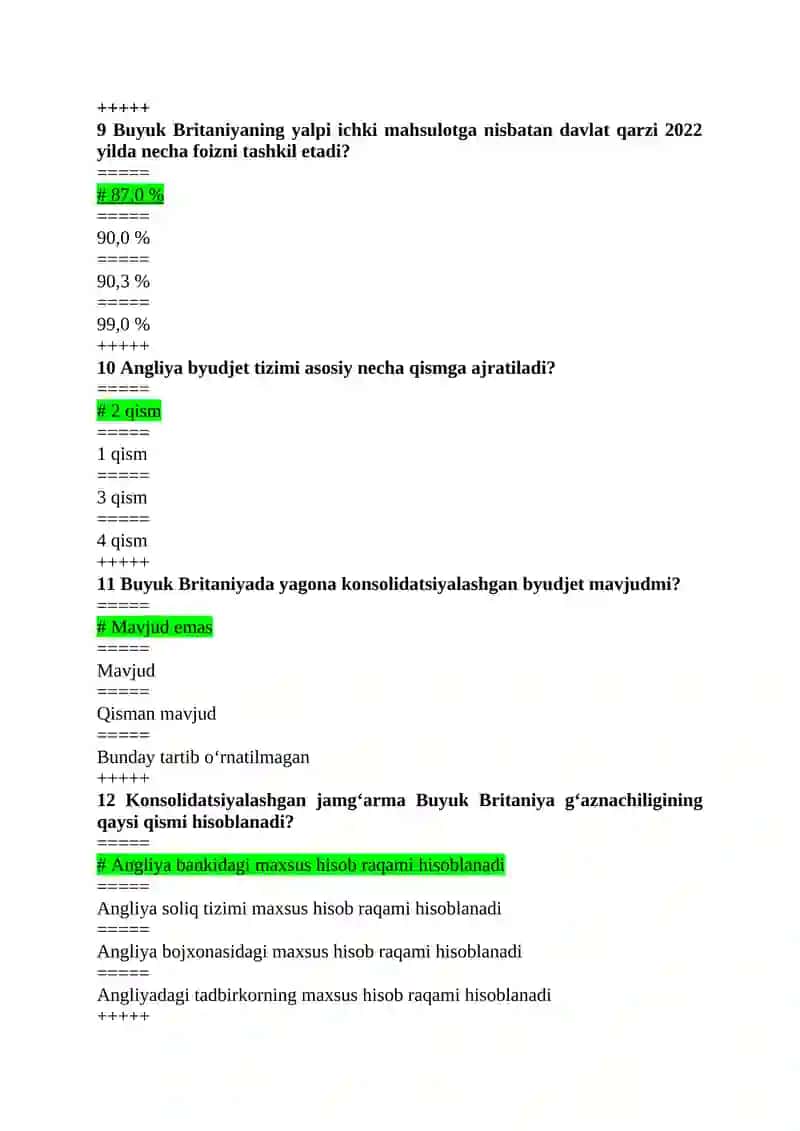Chet mamlakatlar soliq tizimi test 3