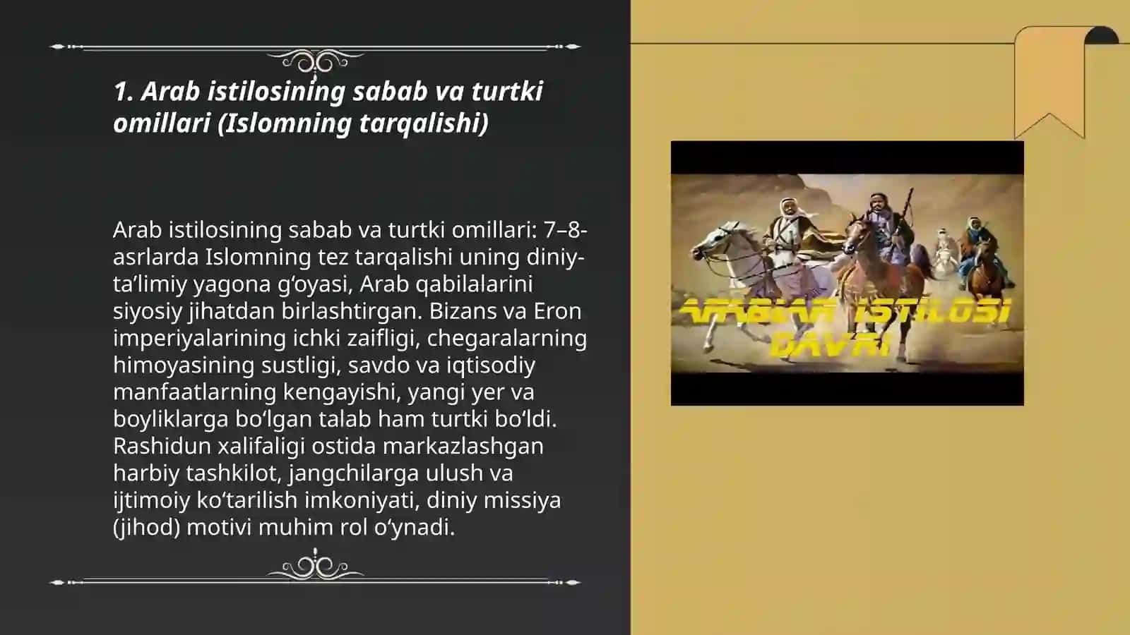 Arab istilosining sabab va turtki omillari 3