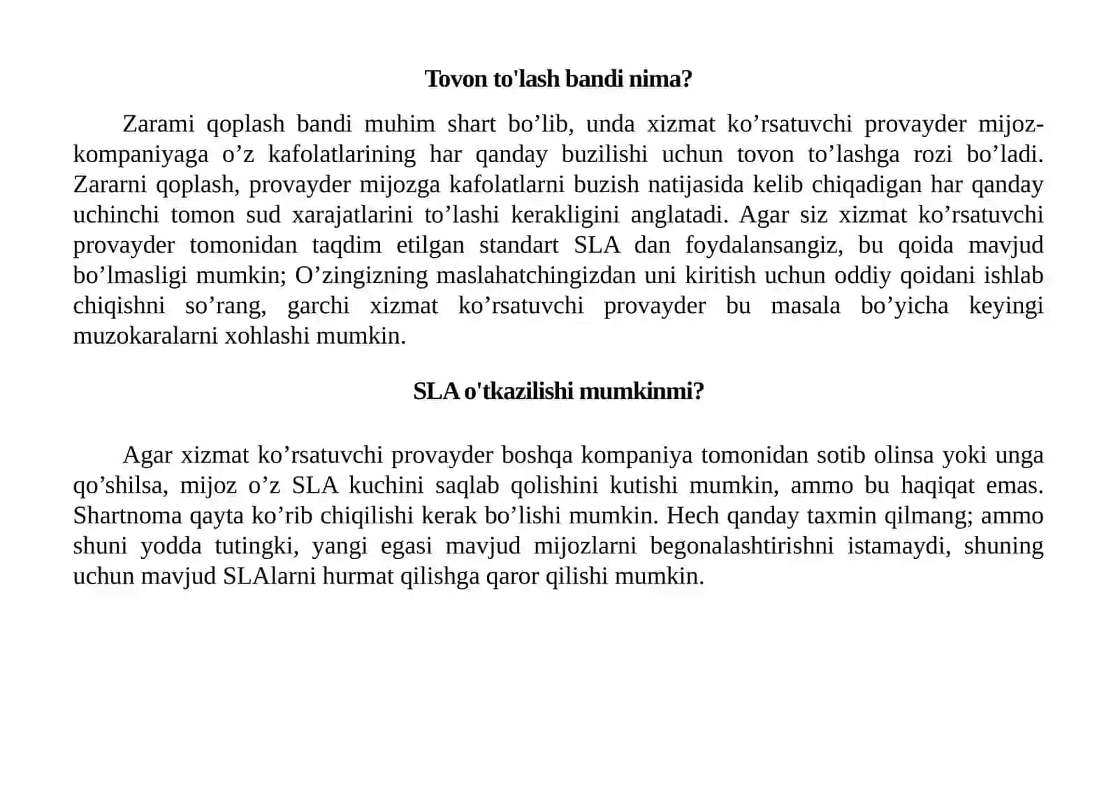 Service Level Agreement (SLA) 3