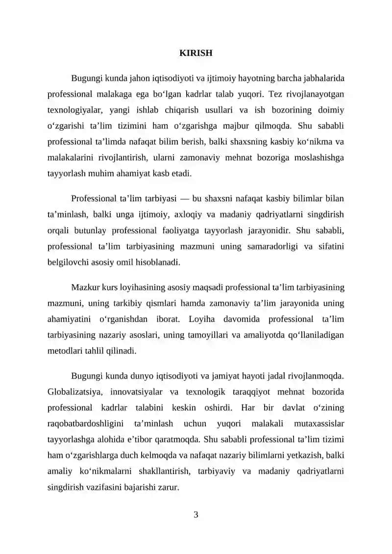 Professional ta’lim tarbiyasining mazmuni 3