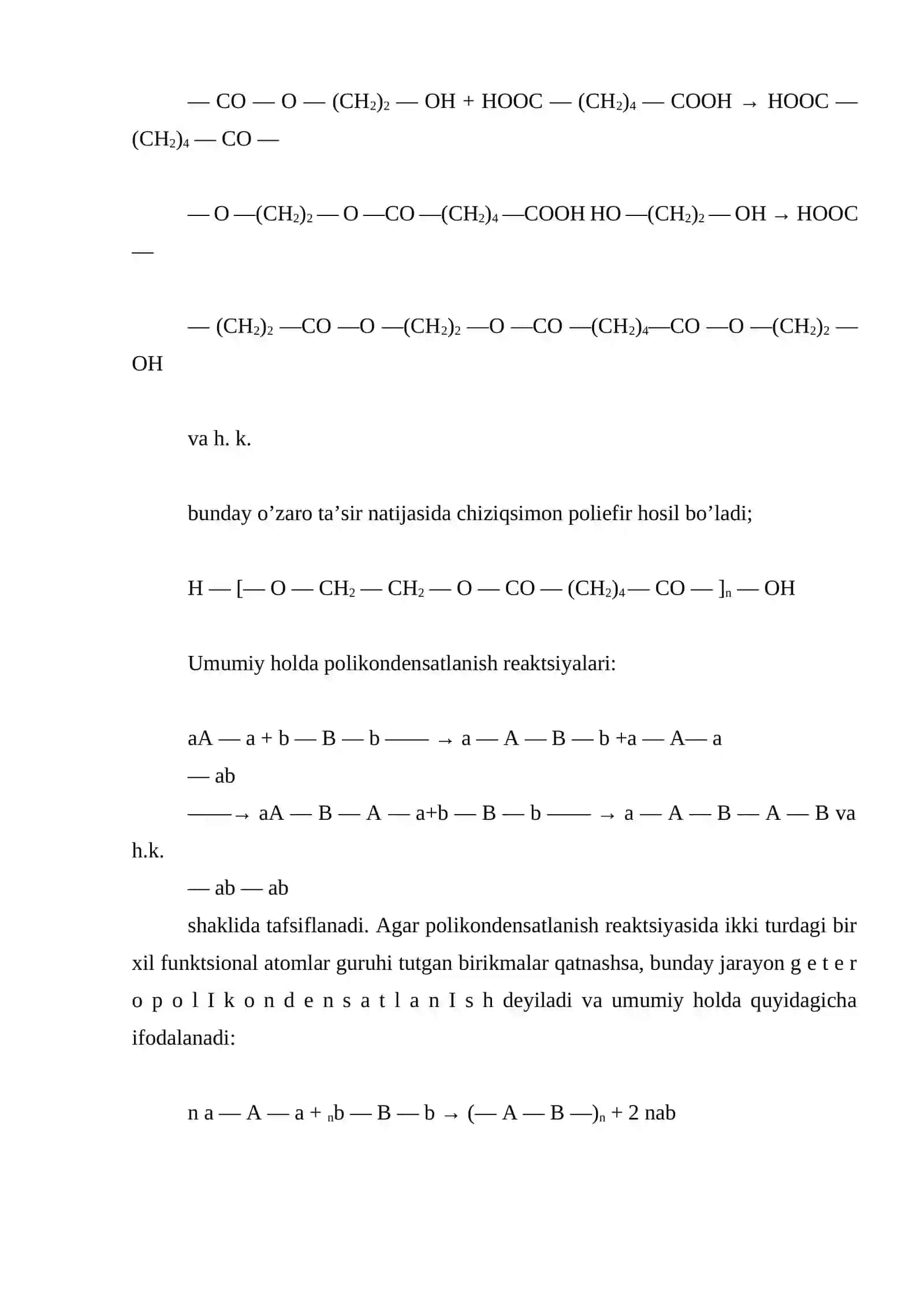 Polikondensatlanish reaktsiyalari 3