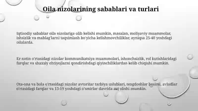 Oilaviy mojorolar vaularning sabablari 3