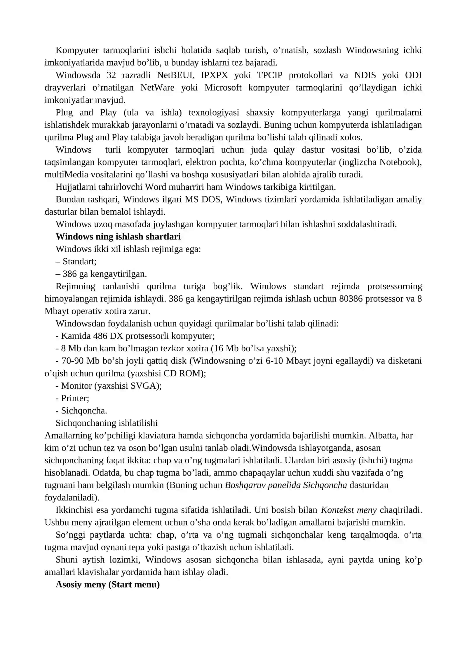 Windows operatsion tizimlari VA UNING IMKONIYATLARI 3