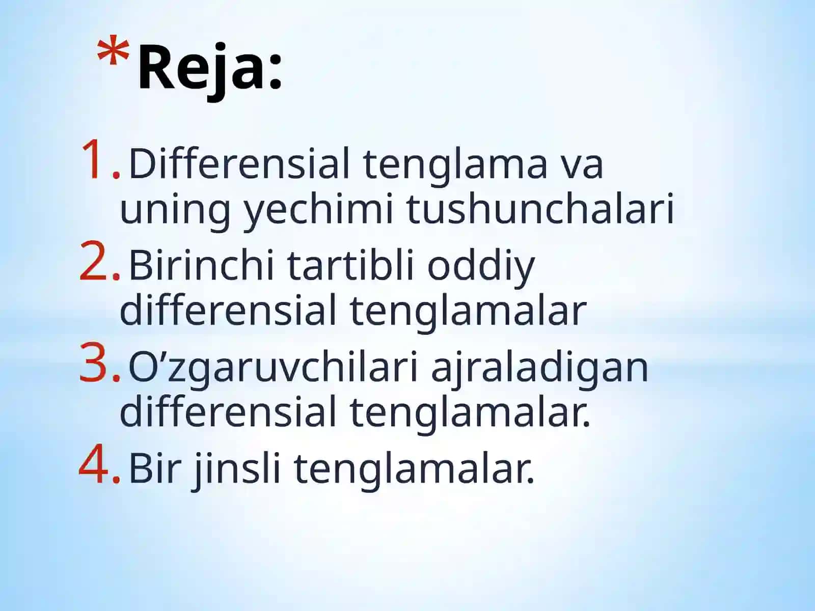 Differensial tenglama va uning yechimi tushunchalari 3