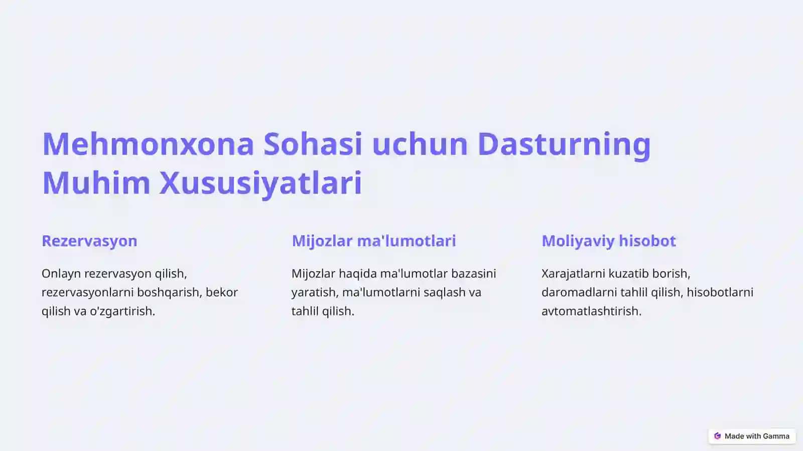 Mehmonxona Xo'jaligining Operatsion Dasturi 3