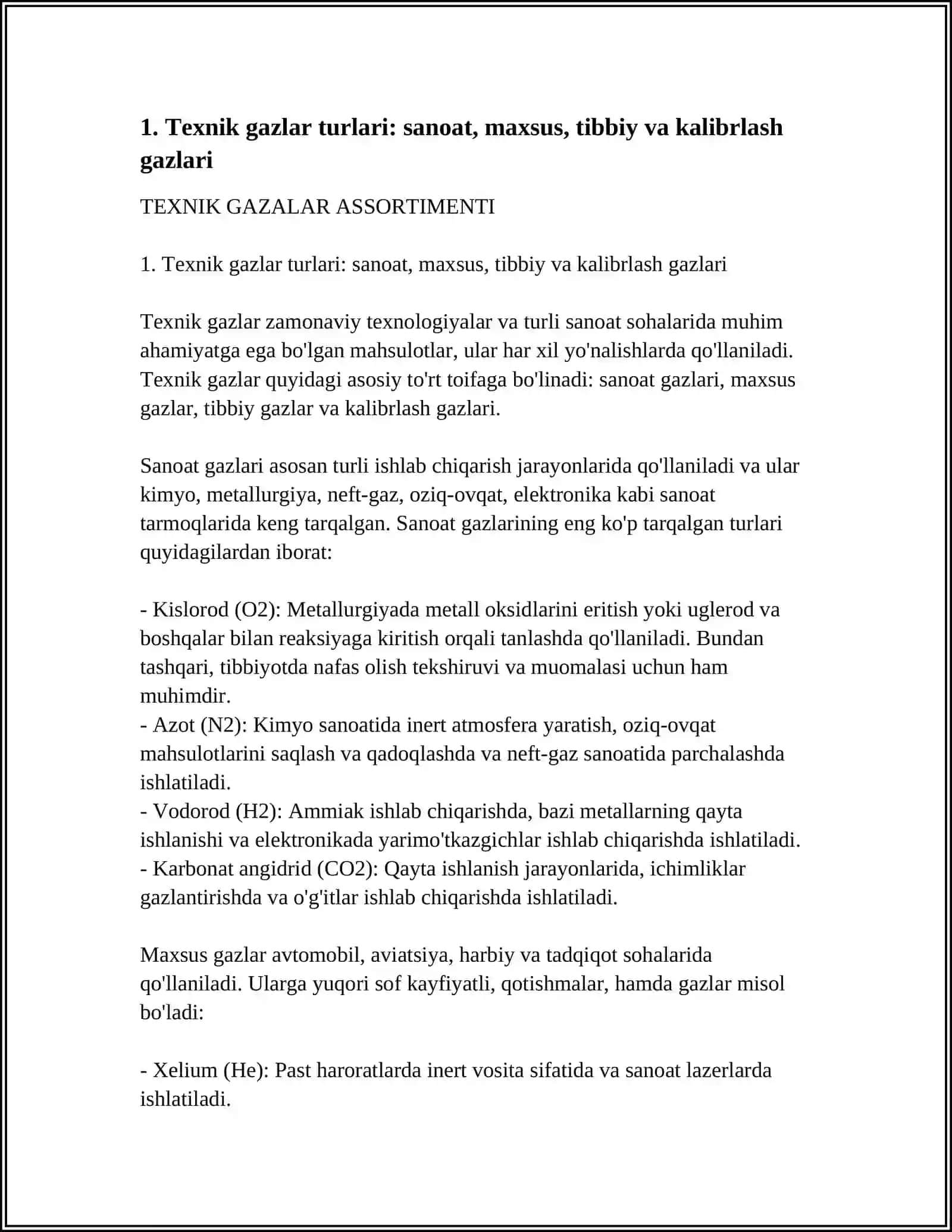 TEXNIK GAZLAR ASSORTIMENTI 3