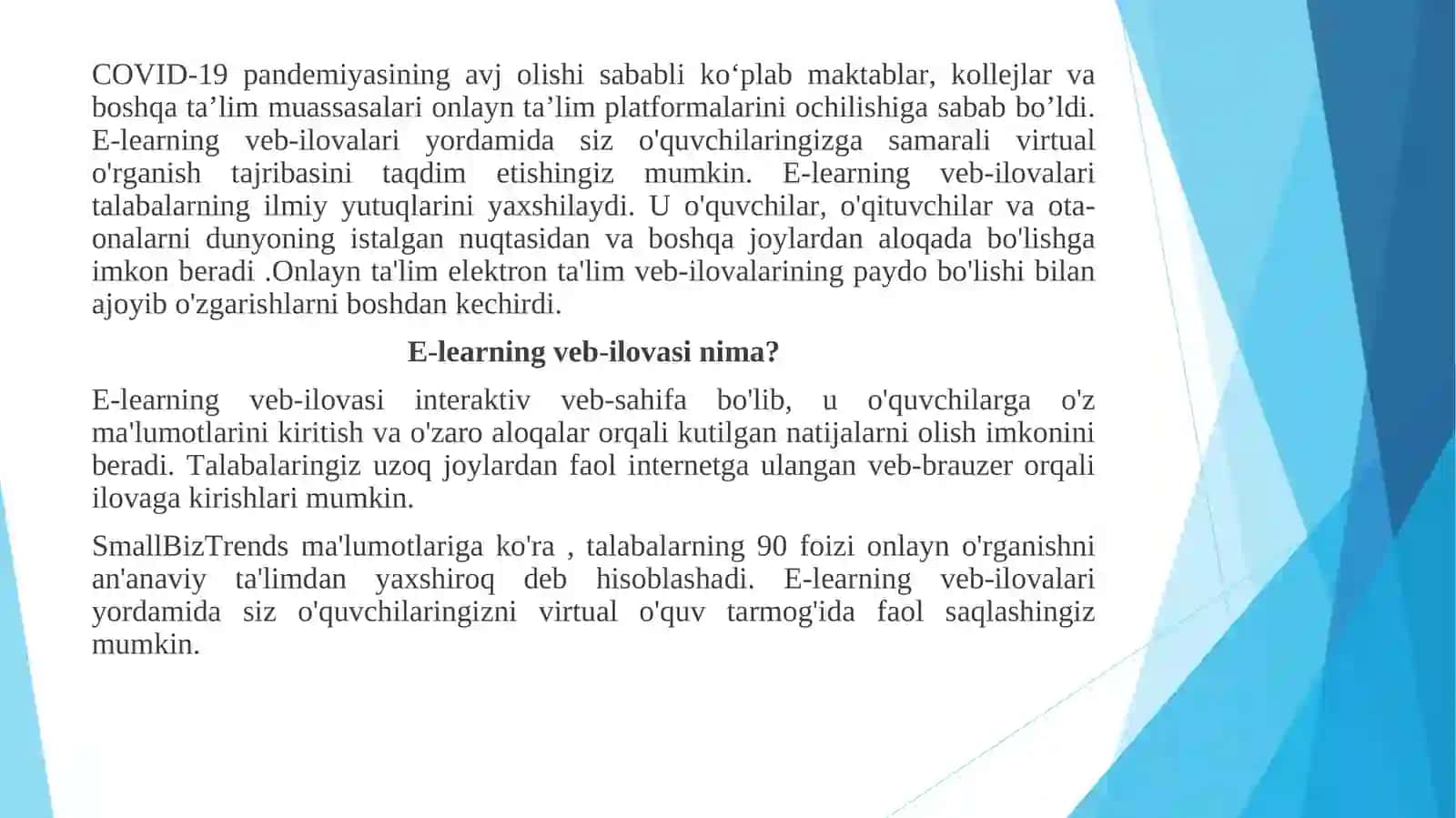 Internet tizimidagi oʻqitish texnologiyalarini tashkil etish 3